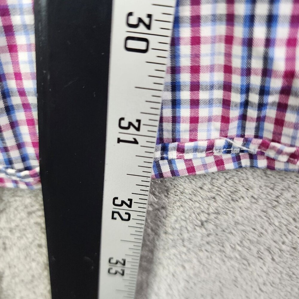 Mens Nordstrom Tech-Smart Red Blue White Check Classic Fit Long sleeve Shirt 19 - Picture 7 of 8